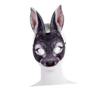 HEALLILY Maschera da Coniglio Nera in Eva Mezza Faccia per Feste di Pasqua e Halloween, Elegante e Confortevole, Orecchie Creative per Uomo e Donna