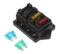 HEALLILY Porta Fusibili Auto 4 Vie Coperchio, Blocco Fusibili 12/24v Max 30a, Materiale di Installazione Nero per Circuiti Automobilistici