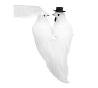 HEALLILY Simulazione realistica modelli di uccelli bianchi ornamenti decorativi colomba per festa in giardino decorazione albero di Natale coppia piccioni realistico ornamento da giardino