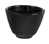 HEALLILY Tazza da tè in ghisa, stile giapponese, vintage, nera, per gli amanti del tè e mantenimento del calore, design unico con girasole