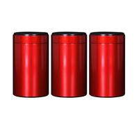 Heally 3 barattoli per tè, tè, caffè, zucchero, spezie, condimenti, con coperchio sigillato per la conservazione del tè, colore oro 125, latta, Rosso, 9x9x14cm