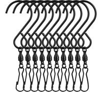 HEALSOPTHY 10 Ganci Girevoli in Acciaio Inossidabile 360° Clip per Campanelli Eolici, Cesti di Fiori e Mangiatore Uccelli, Ganci Rotanti Resistenti per Uso Interno ed Esterno, Nero 90mm