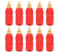 HEALSOPTHY 10 Pezzi Morsetto per Cavi Altoparlante Rosso in Ottone Placcato Oro con Dado Esagonale M5 e Barra Lunga 50mm per Terminali Audio e Home Theater