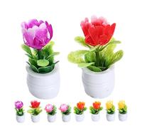 HEALSOPTHY 10pezzi Miniature Potted Plants Decorative Fake Bonsai for Dollhouse and Home Desktop Ornaments Tiny House Accessories No Maintenance Required