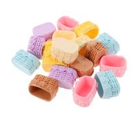 HEALSOPTHY 18 Pollici Mini Cestini Intrecciati in Rattan per Casa delle Bambole Mini Basket da Picnic e Pane per Giardino Fatato e Cucina in Miniatura