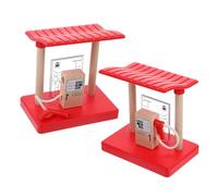 HEALSOPTHY 2 Accessori per Binari in Legno Stazione Ferroviaria e Distributore Carburante per Gioco Immaginativo Sicuro e Durevole Adatto Casa Asilo e Scuola