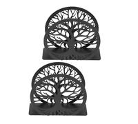 HEALSOPTHY 2 Pezzi Portatovaglioli da Tavolo in Metallo Nero Forma di Albero della Vita Supporto Decorativo Retrò per Cucina e Ristorante Organizer Salvaspazio per Tovaglioli Cocktail e