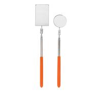 HEALSOPTHY 2 pezzi Specchio Telescopico per Ispezione Veicoli con Specchi Rotondo e Quadrato Manico Ergonomico per Visione Angoli Morti e Spazi Ristretti Strumento Estensibile per Meccanici