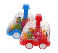 HEALSOPTHY 2 Push Car Toy Transparent Gear Press To Go Vehicle Friction Powered Plastic Small Learning Toy With Gears Montessori Gift