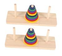HEALSOPTHY 2 Puzzle Intellettuale in Legno Torre Hanoi Colorata per Adulti Tavolo per Compleanno e Relax Materiale Sicuro e Durevole
