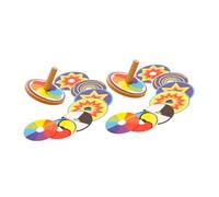 HEALSOPTHY 2 set Giocattoli per Top Legno Colorati con Cardboard Hand Toys Stimola La Creatività Abilità Motorie per Compleanni e Natale