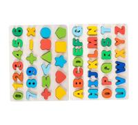 HEALSOPTHY 2 Set Puzzle Educativi in Legno per Lettere Maiuscole e Numeri Giochi Montessori per Sviluppo Manuale e Coordinazione Mano-Occhio Colori Vivaci Sicuri e Resistenti per Ragazzi e