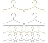 HEALSOPTHY 20 Pezzi Mini Grucce per Vestiti in Metallo Dorato e Argento 65 Mm, Appendiabiti per Bambole, Organizzatore per Abiti, Gonne e Accessori, Adatte per Armadietti e Giochi di Ruolo