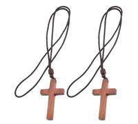 HEALSOPTHY 2pezzi Collana Ciondolo Croce in Legno Accessorio Religioso per Donne e Uomini Collana Croce della Fede per Occasioni Cristiane