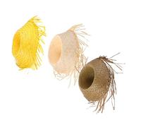 HEALSOPTHY 3 Pezzi Cappello di Paglia Hawaiano da Spiaggia Unisex Protezione Solare, Accessorio Tropicale per Feste Luau, Matrimoni e Eventi Estivi All’aperto