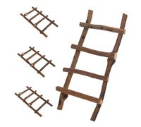 HEALSOPTHY 4 Pezzi Miniature Dollhouse Ladder in Natural Rattan Lightweight Mini Staircase For DIY Micro Landscape And Doll House Decor