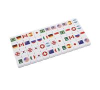 HEALSOPTHY 48 pezzi Mahjong con Bandiere Nazionali Gioco da Tavolo per Famiglie e Feste Regole Semplici per Principianti Modalità Tradizionale e Eliminazione Giocatori Divertimento e