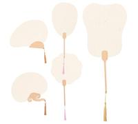 HEALSOPTHY 5 Pezzi Ventagli Cinesi Rotondi Te per Ventilatori Doppia Faccia in Carta di Riso Spessa con Manico per Pittura e Graffiti Creativi Colore Casuale Colore Casuale