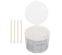 HEALSOPTHY 500 Pezzi Bastoncini di Cotone Doppia Estremità per Pulizia Orecchie e Applicazioni con Bastoncini in Legno e Cotone Beige, Pratici e Multifunzione per Uso Domestico e Animali