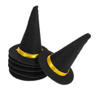 HEALSOPTHY 6 Pezzi Mini Cappelli Strega in Nero Accessori Fatti Mano per Decorazioni Halloween Lavoretti Creativi e Cosplay per Feste e Costume