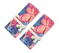 HEALSOPTHY Astuccio arrotolabile in tela per pennelli e matite da disegno, 48 scomparti con foglia d'acero colorata, organizer portatile per pittura ad acquerello e olio, set da 2 pezzi