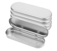 HEALSOPTHY Astuccio Portapenne in Latta 5 Pezzi, Scatola Multifunzionale Portapenne in Metallo Coperchio a Ribalta, Contenitore per Penne e Matite Compatto per Studenti e Ufficio, Organizer