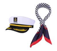 HEALSOPTHY Cappello Capitano Yacht e Sciarpa per Uomo e Donna Cappello Marinaresco Morbido e Traspirante per Festa a Tema Marittimo Accessori Costume Marinaio