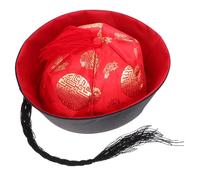 HEALSOPTHY Cappello Cosplay Qing con Treccia Accessorio per Feste e Spettacoli Cappellino in Cartone Rosso Idea Regalo Cultura