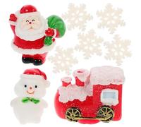 HEALSOPTHY Decorazioni per Torte di Natale 8 Pezzi Set Miniatura Babbo Natale Trenino e Pupazzo di Neve Decorazioni Natalizie Artigianali per Dolci per Casa Ufficio e Feste