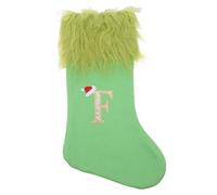 HEALSOPTHY di Natale dai Capelli Verdi Decorazioni per L'Albero di Natale appese Ricamato Lettera J Stockings