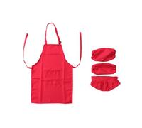 HEALSOPTHY Grembiule Cappello e Maniche da Chef per Anni Rosso Costume Cucina per Pittura Cottura e Feste Tessuto Spesso Facile da Pulire e Personalizzare