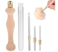 HEALSOPTHY Kit Ago Punzone per Ricamo con Manico in Legno Ergonomico e Aghi di Ricambio in Acciaio Inossidabile, Strumento Versatile per rug Making e Needle Felting