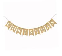 HEALSOPTHY Merry Christmas Banner Decorazione Natalizia in Lino Burlap con Pull Flag Coda per Finestre e Albero Addobbi Natalizi Eleganti per Feste e Interni ed Esterni