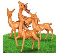 HEALSOPTHY Miniature di Cervi in PVC 4 Pezzi Statuette Animali da Tavolo Leggere e Dettagliate Decorazioni per Torte e Giardino Ornamenti Bosco per Casa delle Bambole