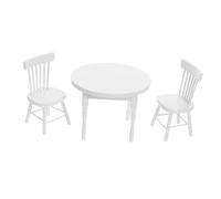 HEALSOPTHY Mobili Miniatura in Legno Bianco Tavolo e Sedie per Casa delle Bambole Accessori Miniature Leggere per Compleanni e Feste Natalizie