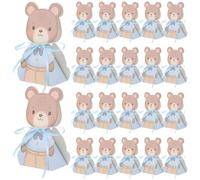 HEALSOPTHY Scatole Regalo Piccole Orsetto per Battesimo 50 Pezzi in Cartoncino Blu Pieghevoli Design Unico per Feste e Celebrazioni Ragazzo Ragazza