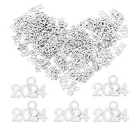 HEALSOPTHY Set 100 Pezzi Ciondoli 2024 in Lega Di Zinco Colore Argento Antico Per Creazioni Fai Da Te, Accessori Per Bracciali e Collane Artigianali, Decorazioni Per Capodanno e Gioielli