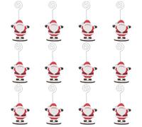 HEALSOPTHY Set 12 Pezzi Clip Portamessaggi Natalizi Design Babbo Natale in Legno e Metallo, Fermagli per Appunti e Foto da Tavolo per Casa e Ufficio