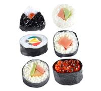 HEALSOPTHY Set 6 Pezzi Modelli Sushi Realistici in Pvc Facili da Trasportare per Fotografia e Feste, Riproduzione Artificiale di Onigiri e Pezzi Giapponesi