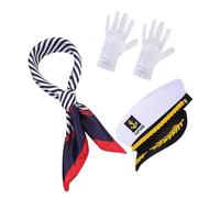 HEALSOPTHY Set Accessori Costume da Capitano Marinaio Cappello da Capitano Sciarpa a Tema Marino e Guanti Abbigliamento per Festa a Tema Halloween Cosplay e Travestimenti Nautici Uomo