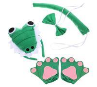 HEALSOPTHY Set Costume Coccodrillo Peluche Verde con Coda, Guanti e Fiocco per Maschere e Feste a Tema, Uso Versatile e Comodo