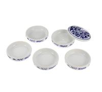 HEALSOPTHY Set Piatti per Inchiostro in Ceramica a 5 Strati Coperchio, Piattini per Pigmenti Acquerellabili e Vassoio per Miscelazione Colori, Strumento di Pittura per Atelier, Studio