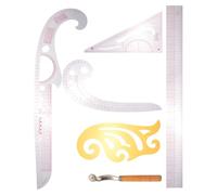 HEALSOPTHY Set Righelli da Cucito Multifunzione in Plastica e Legno, Righello Curvilineo Francese per Modellistica, Strumento di Misurazione Artigianale per Sartoria e Taglio Tessuti,