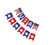 HEALSOPTHY Striscione del Giorno dell'Indipendenza Usa 2 Pezzi, Stendardo del 4 Luglio Stelle a Cinque Punte, Decorazione per Feste Americane da Interno ed Esterno, Bunting Celebrativo