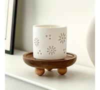 HEALT Vassoi rotondi in legno, piccolo rialzo in legno, piedistallo in legno per esposizione per tavolo d'ingresso, casa di fattoria, cucina, centrotavola, ideale per candele, piante, bottiglie, mini