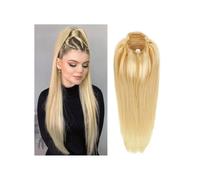 Health - Prolunga per coda di cavallo, lunghezza 25,4 - 50,8 cm, capelli umani veri, biondi, cordoncino, per clip, capelli lisci, coda di cavallo, per donne