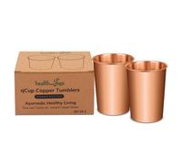 HealthAndYoga™ qCup - Bicchieri in puro rame per bere - Bicchieri di rame puro per la salute ayurvedica - set da 2 pezzi - 250 ml (8 fl oz) (tinta unita)