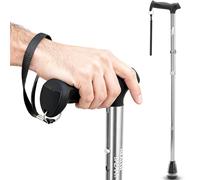 HealthBazaar Bastone da Passeggio Multi-Terreno, Bastoni Pieghevoli per Uomini e Donne, Punte in Cuscino D'aria per Bastone Pieghevole con Assorbimento Degli Urti (Argento, standard)
