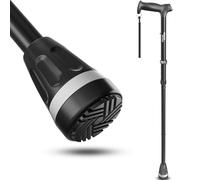 HealthBazaar Bastone da Passeggio Multi-Terreno, Bastoni Pieghevoli per Uomini e Donne, Punte in Cuscino D'aria per Bastone Pieghevole con Assorbimento Degli Urti (Nero)