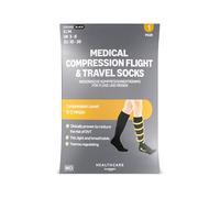 Healthcare by Amazon Calzini a compressione medicali, Classe I (18-21 mmHg), compressione graduata - Per voli, viaggi & prevenzione TVP, traspiranti & antiodore, Nero, Taglia M/L (39-43)